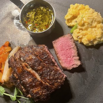 The Falls At Blue Ridge - 8oz filet Mignon cooked to perfection with chimichurri sauce and corn side. - Diners Near Me - Ellijay, Georgia