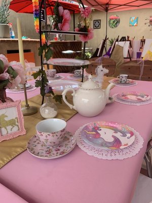 Paint tea party - We bring All the paint supplies to you. Including aprons easels and canvas. We teach all the children a step-by-step painting project of your child’s choice. After this, they will go and have a beautiful themed tea party with etiquette lessons and trivia questions. We also will play a game. Get nails painted and save time for cake. Party is approx two hours. Paint tea party - We bring All the paint supplies to you. Including aprons easels and canvas. We teach all the children a step-by-step painting project of your child’s choice. After this, they will go and have a beautiful themed tea party with etiquette lessons and trivia questions. We also will play a game. Get nails painted and save time for cake. Party is approx two hours.