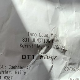 the receipt for the restaurant the receipt for the restaurant