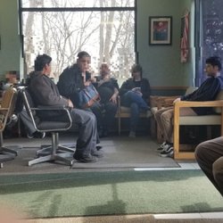 Bruno Chiropractic Center - Faces blurred to protect privacy. Waiting room has ample seating BUT this place is packed on Saturdays!