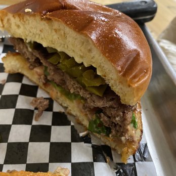 Dobber's Roadhouse - SOB burger with jalapeños. Buns are homemade and amazing. - Steakhouses Near Me - Eufaula, Oklahoma Dobber's Roadhouse - SOB burger with jalapeños. Buns are homemade and amazing. - Steakhouses Near Me - Eufaula, Oklahoma