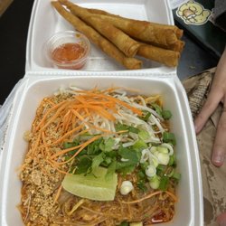 Pon's Thai Cuisine - Pad Thai + Crispy Chicken Rolls