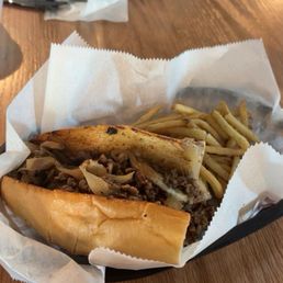 Cheesesteak with Shoestring Fries Cheesesteak with Shoestring Fries