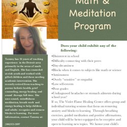 JCF Violet Flame Healing Center for Mind, Body, and Spirit - Math & Meditation Tutoring Program facilitated by certified math & English teacher