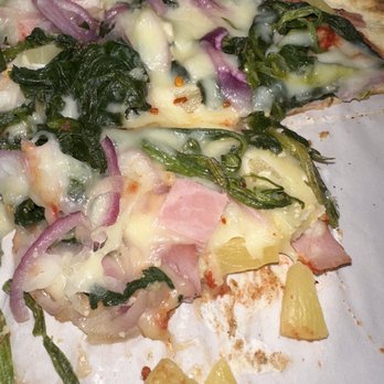 Pizza Box - a slice of pizza with ham, onions, and spinach - Pizza Near Me - Gap, Pennsylvania