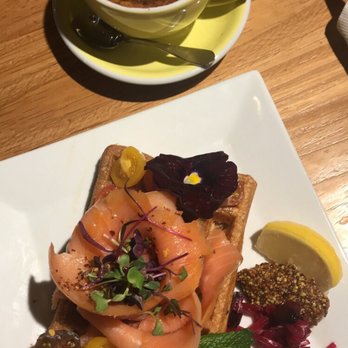 Outro - Gauffre, saumon fumé sans avocat Waffle with salmon and without the usually avocado - Cafes Near Me - New York, New York Outro - Gauffre, saumon fumé sans avocat Waffle with salmon and without the usually avocado - Cafes Near Me - New York, New York