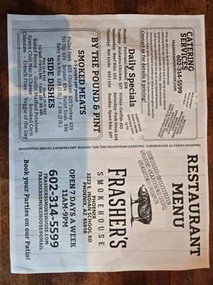 Menu photo 1 Frasher's Smokehouse Phoenix, AZ Menu photo 1 Frasher's Smokehouse Phoenix, AZ