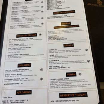 Alchemy Restaurant - Menu, page 2 -- March 2026 - Venezuelan Near Me - Prospect, Kentucky