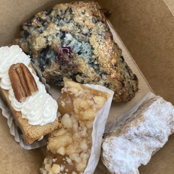 Treat Yo' Self Bakery - Blueberry scone, (left to right--?, apple crumble and cinnamon crumble). - Bakeries Near Me - Wilson, North Carolina