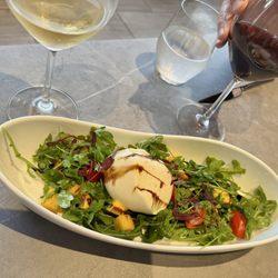 Q Terrace - Burrata with mango and tomato salad.