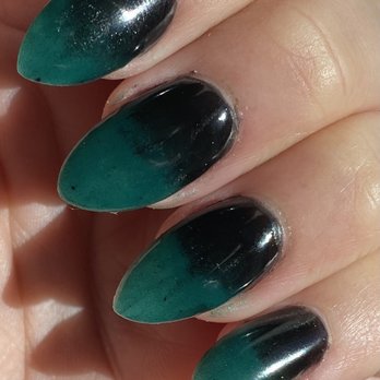K3 Nails And Spa - White powder specs all over, hombre not smooth at all and green color is not completely filled in and has black specs in it. - Nail Salons Near Me - Milpitas, California K3 Nails And Spa - White powder specs all over, hombre not smooth at all and green color is not completely filled in and has black specs in it. - Nail Salons Near Me - Milpitas, California