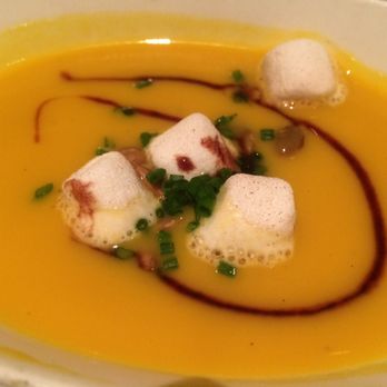 El Dorado Kitchen - Butternut squash soup with peppitas and marshmallow... - New American Near Me - Sonoma, California