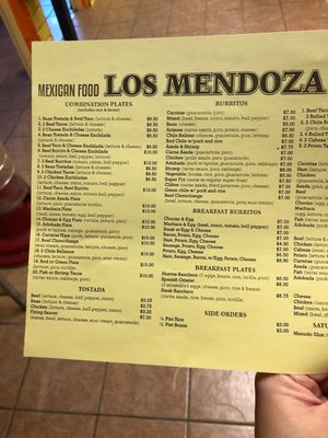 Menu photo 2 Los Mendoza's Taco Shop Clifton, AZ
