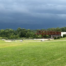 A view from a distance of the elevated viewing area of the lake. A view from a distance of the elevated viewing area of the lake.