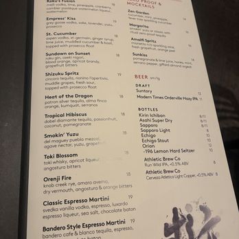 Sushi Roku - Cocktail Menu. - Sushi Bars Near Me - Pasadena, California