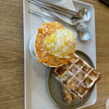 Heybings - Mango bingsoo, red bean mochi waffle - Desserts Near Me - Costa Mesa, California Heybings - Mango bingsoo, red bean mochi waffle - Desserts Near Me - Costa Mesa, California