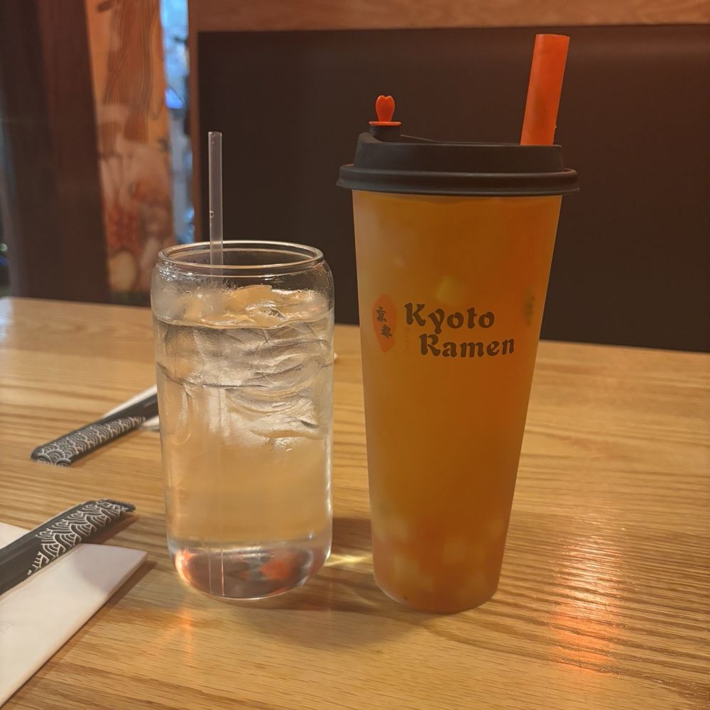 Glass of water and fresh passion fruit tea. Glass of water and fresh passion fruit tea.