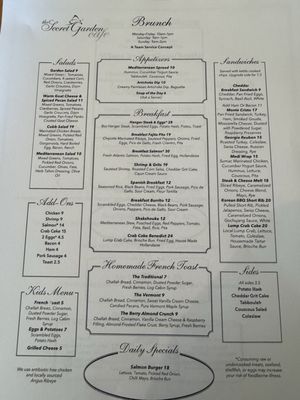 Menu photo 1 The Secret Garden Cafe Occoquan, VA Menu photo 1 The Secret Garden Cafe Occoquan, VA