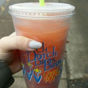 Dutch Bros Coffee - Sugar-free iced Rebel with strawberry and white chocolate flavoring! - Coffee & Tea Near Me - Corvallis, Oregon