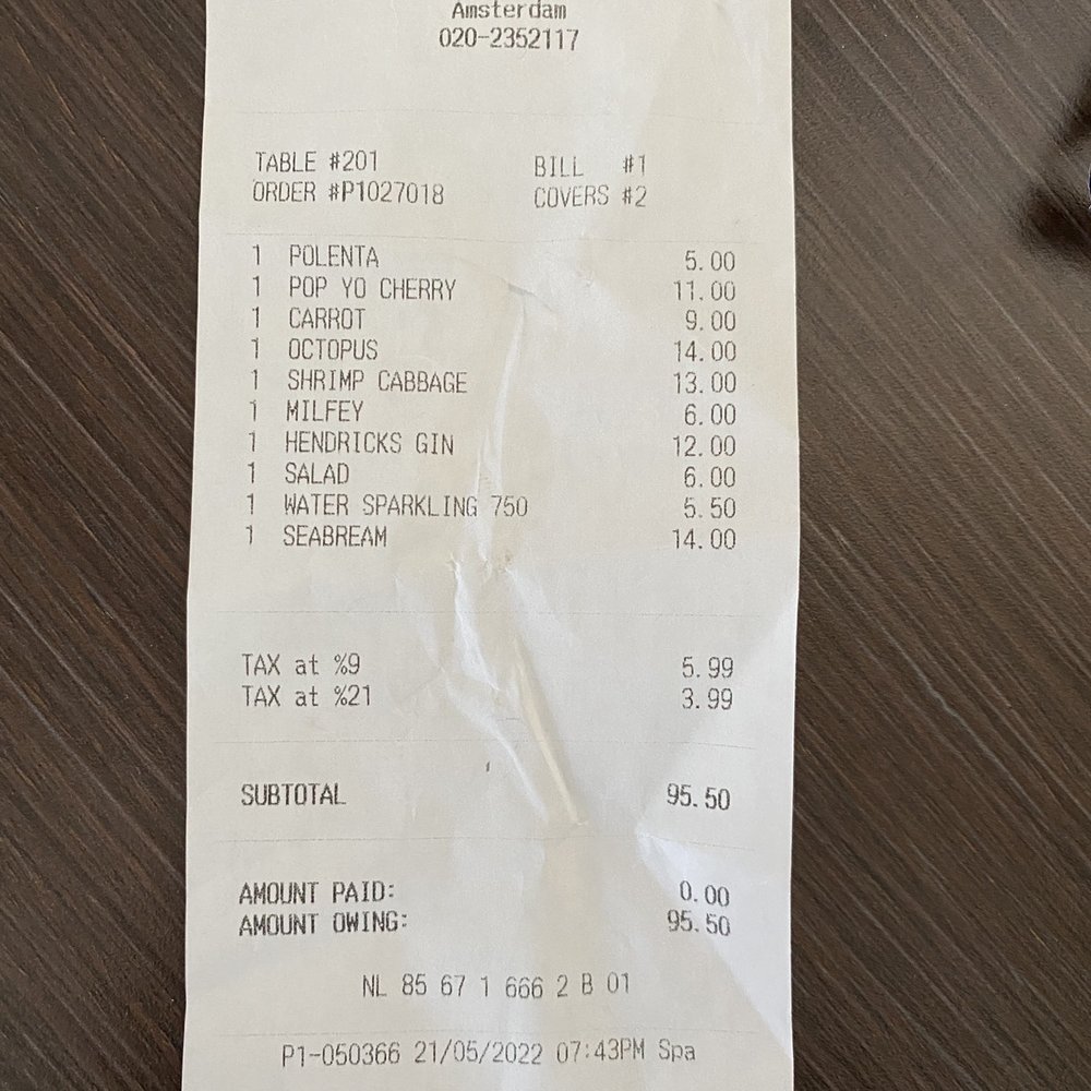 Bar Fisk - The Dinner Bill - Seafood Near Me - Amsterdam, New Hampshire