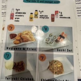 Kids menu