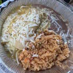 El Patron - Runny, thin layer of beans, rice, and two enchilada lunch special