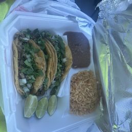 Steak taco dinner with corn tortillas