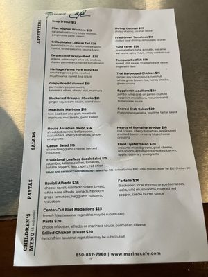 Menu photo 2 Marina Cafe Destin, FL
