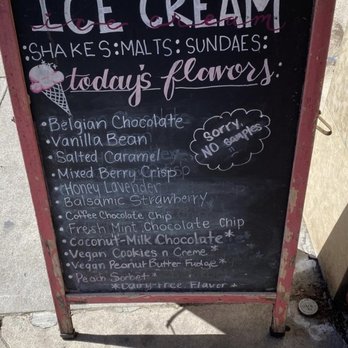 Cream Bean Berry - Example of menu board where there is no mention that some products contain nuts.  Very dangerous! - Ice Cream & Frozen Yogurt Near Me - Durango, Colorado