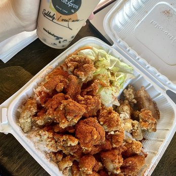 Tapioca Express - T.E. Crispy Popcorn Chicken Combo with Boba Milk Tea - Coffee & Tea Near Me - San Diego, California