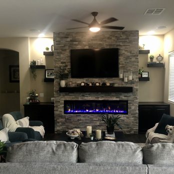 Platinum Cabinetry - Finished entertainment wall with side cabinets. - Cabinetry Near Me - Las Vegas, Nevada