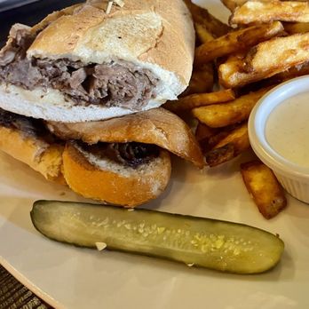 Black Mountain Grill - French Dip Au Jus Pickle was ready for retirement! - American Near Me - Henderson, Nevada