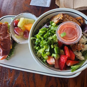Corner Bakery Cafe - Half Ham on Pretzel, Berry Sweet Crisp salad, with side of fruit - Sandwiches Near Me - Redondo Beach, California