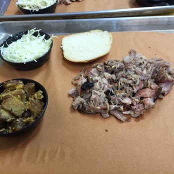 Big Mikes BBQ - Pork BBQ plate comes with choice of two sides and idea bargain. Sides are blue cheese cole slaw and smoked potato salad. - Southern Near Me - Cary, North Carolina Big Mikes BBQ - Pork BBQ plate comes with choice of two sides and idea bargain. Sides are blue cheese cole slaw and smoked potato salad. - Southern Near Me - Cary, North Carolina