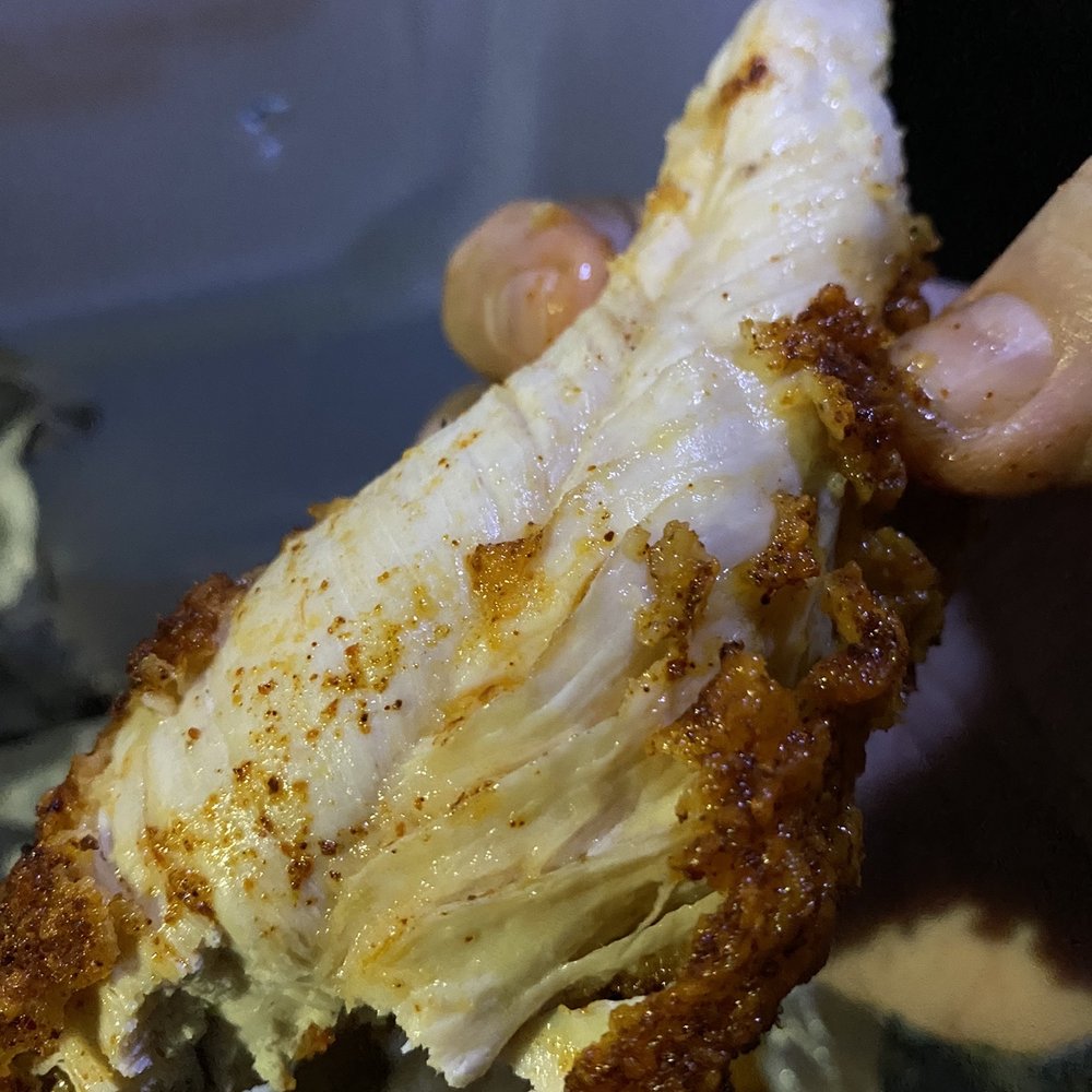 Legend Hot Chicken - Breading slid right off and dipping sauce was not provided. Also had a really bitter taste to it. No bueno. - Chicken Shop Near Me - Stanton, California Legend Hot Chicken - Breading slid right off and dipping sauce was not provided. Also had a really bitter taste to it. No bueno. - Chicken Shop Near Me - Stanton, California