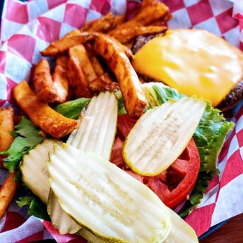 Pelican's Reef - Kid's cheese burger w/ fries (produce added upon request.) - Seafood Near Me - Cincinnati, Ohio Pelican's Reef - Kid's cheese burger w/ fries (produce added upon request.) - Seafood Near Me - Cincinnati, Ohio
