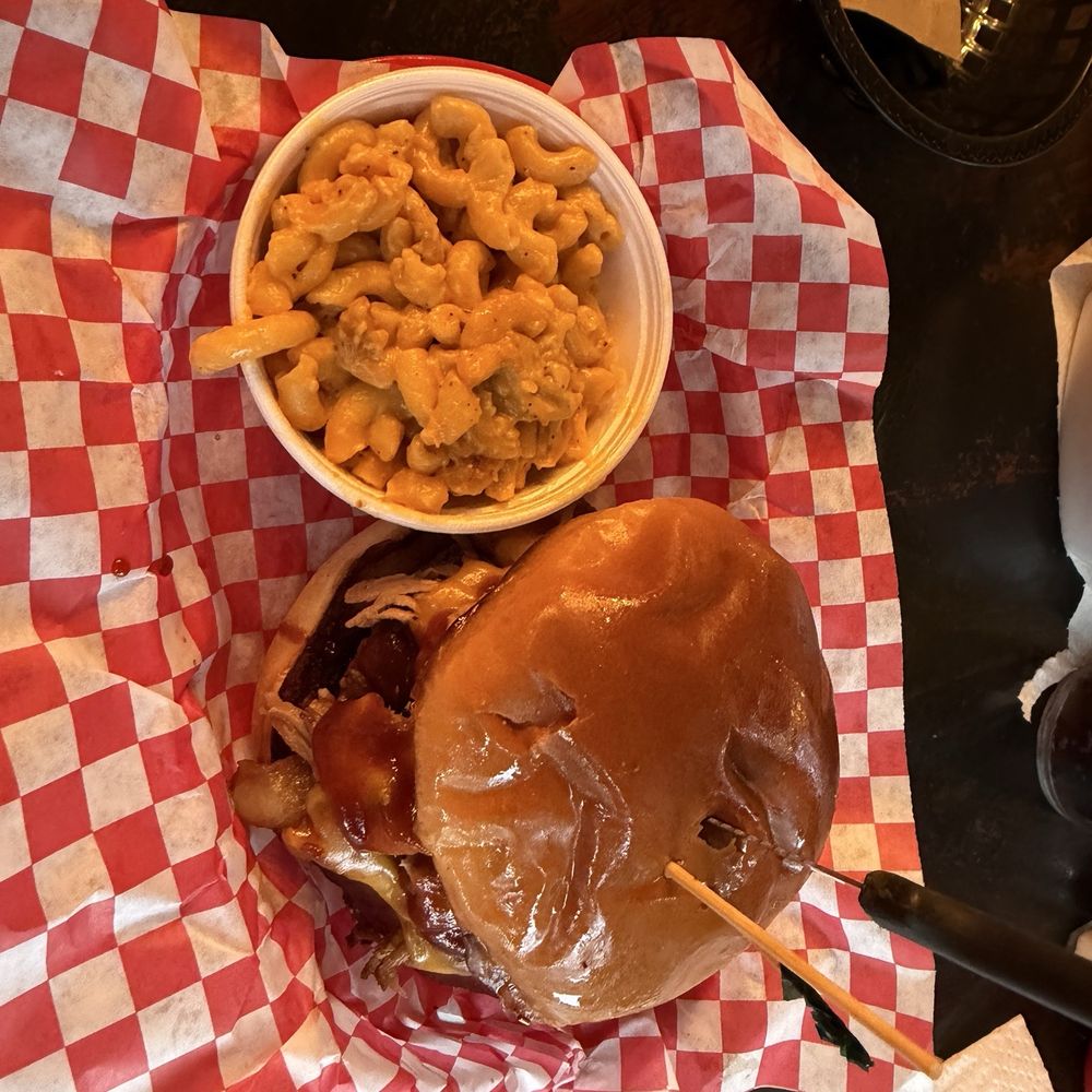 The Hoot Nannie - Dirty Sanchez Burger with Mac and Cheese - Whiskey Bars Near Me - Forest City, North Carolina