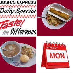 Josie's Express - The Monday Specials, Chicken Lo Mein or Beans and Corn Bread.
