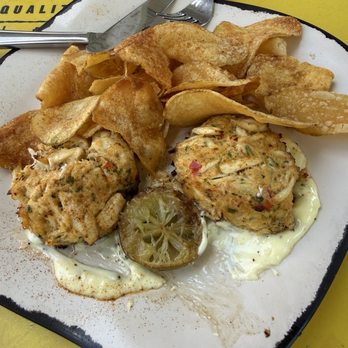 LandShark Bar & Grill - Crab cakes with homemade chips - Burgers Near Me - Hollywood, Florida