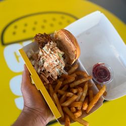 Cluck & Smash - Nashville Hot Chicken Sando with Seasoned Fries