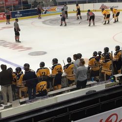 East Texas Baptist University - 9/2/17 Saturday. (ETBU) East Texas Baptist University Tigers (gold) v. Ole Miss (gray). Ice Hockey. Hirsch Coliseum. Shreveport, Louisiana!
