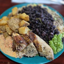 Las Brasas Charcoal Chicken - Chicken potatos and rice and beans. It was okay