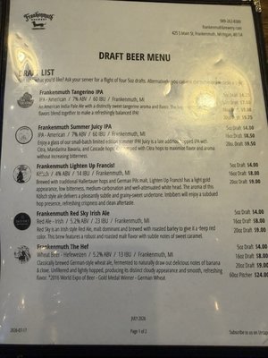 Menu photo 1 Frankenmuth Brewery Frankenmuth, MI Menu photo 1 Frankenmuth Brewery Frankenmuth, MI