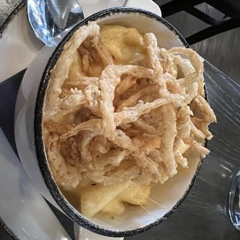 The Beaumont - Mac and cheese- huge portion size for a side topped with fried onions - Steakhouses Near Me - Catonsville, Maryland