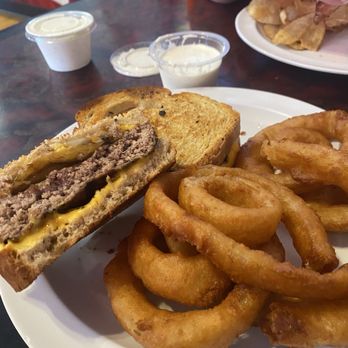 Graham Soda Shop & Grill - Officer Patty Melt and Dag Nabit Onion Rings - American Near Me - Graham, North Carolina