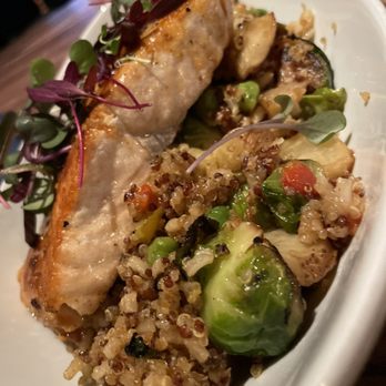 Smithy - Forged Bowl W/Quinoa, Grilled Brussels, Roasted Red Potatoes and Verlasso Salmon. (Sesame Siracha Sauce) - Breakfast & Brunch Near Me - Dallas, Texas Smithy - Forged Bowl W/Quinoa, Grilled Brussels, Roasted Red Potatoes and Verlasso Salmon. (Sesame Siracha Sauce) - Breakfast & Brunch Near Me - Dallas, Texas
