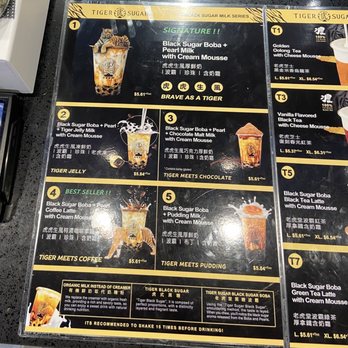 Tiger Sugar - Menu part 1 - Coffee & Tea Near Me - Hollywood, Florida
