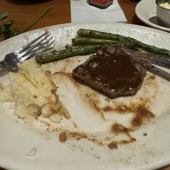 Black Angus Steakhouse - Rib eye, mashed potatoes and asparagus. - Steakhouses Near Me - Northridge, California