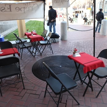 Crepes Escape - tables and chairs on a brick patio - Farmers Market Near Me - San Francisco, California Crepes Escape - tables and chairs on a brick patio - Farmers Market Near Me - San Francisco, California