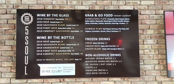 Menu photo 2 5 Soul Wine Co Spicewood, TX